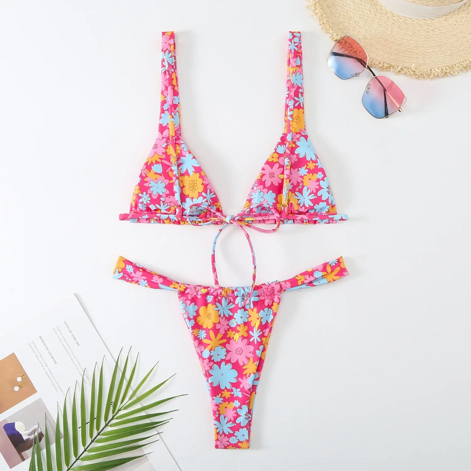 Lovely Flower Print Bikini Set