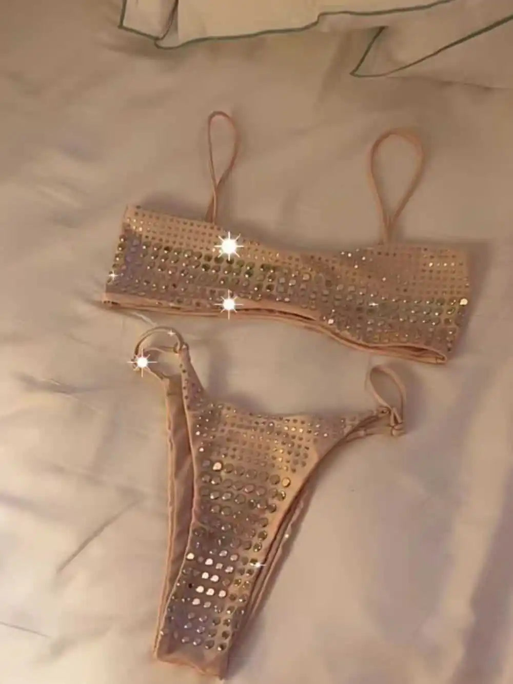 Black Bikini Diamond Rhinestone Push Up Mini Swimsuit Brazilian Beach Bathing Suit Thong Swimwear Biquini