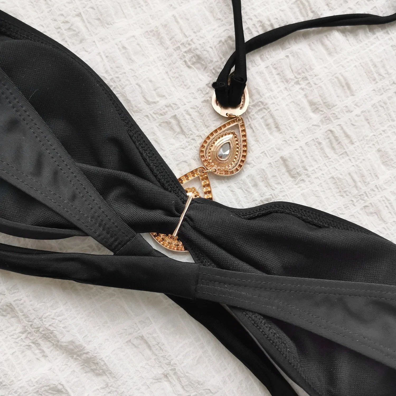 Bikini Black Diamond Push Up Bandage Cross High Waist Swimsuit Beach Bathing Suits Swimwear