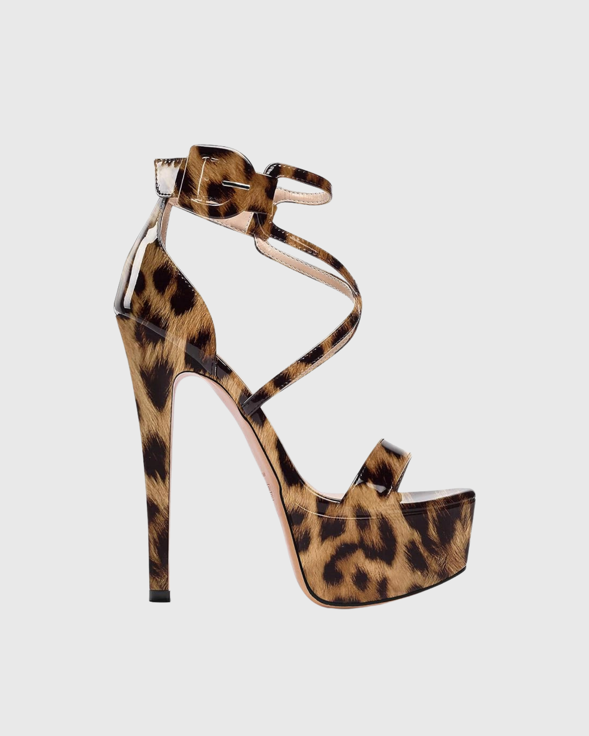 Lyla Leopard Print Cross Strap Platform Sandals