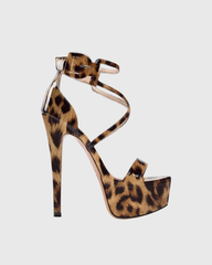 Lyla Leopard Print Cross Strap Platform Sandals