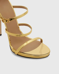 Maggia Cage Leather Strap Sandals In Gold