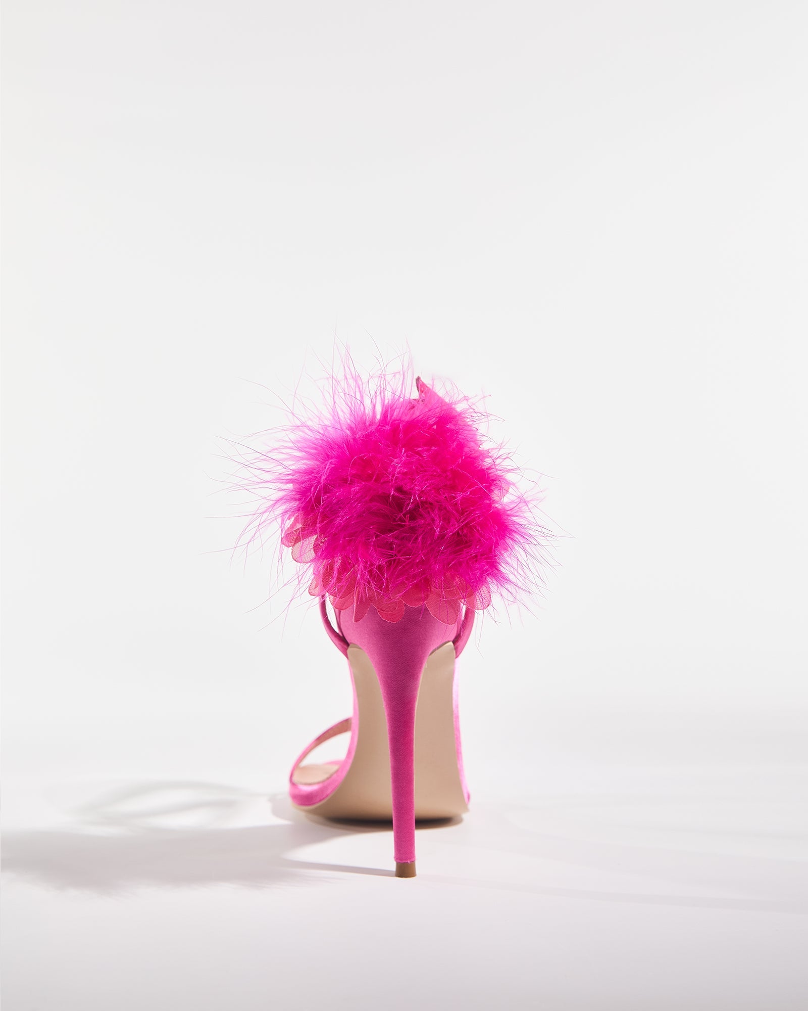 Malia Feather Strap Satin Sandals