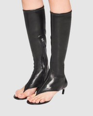 Marta Thong Leather Knee High Boots In Black