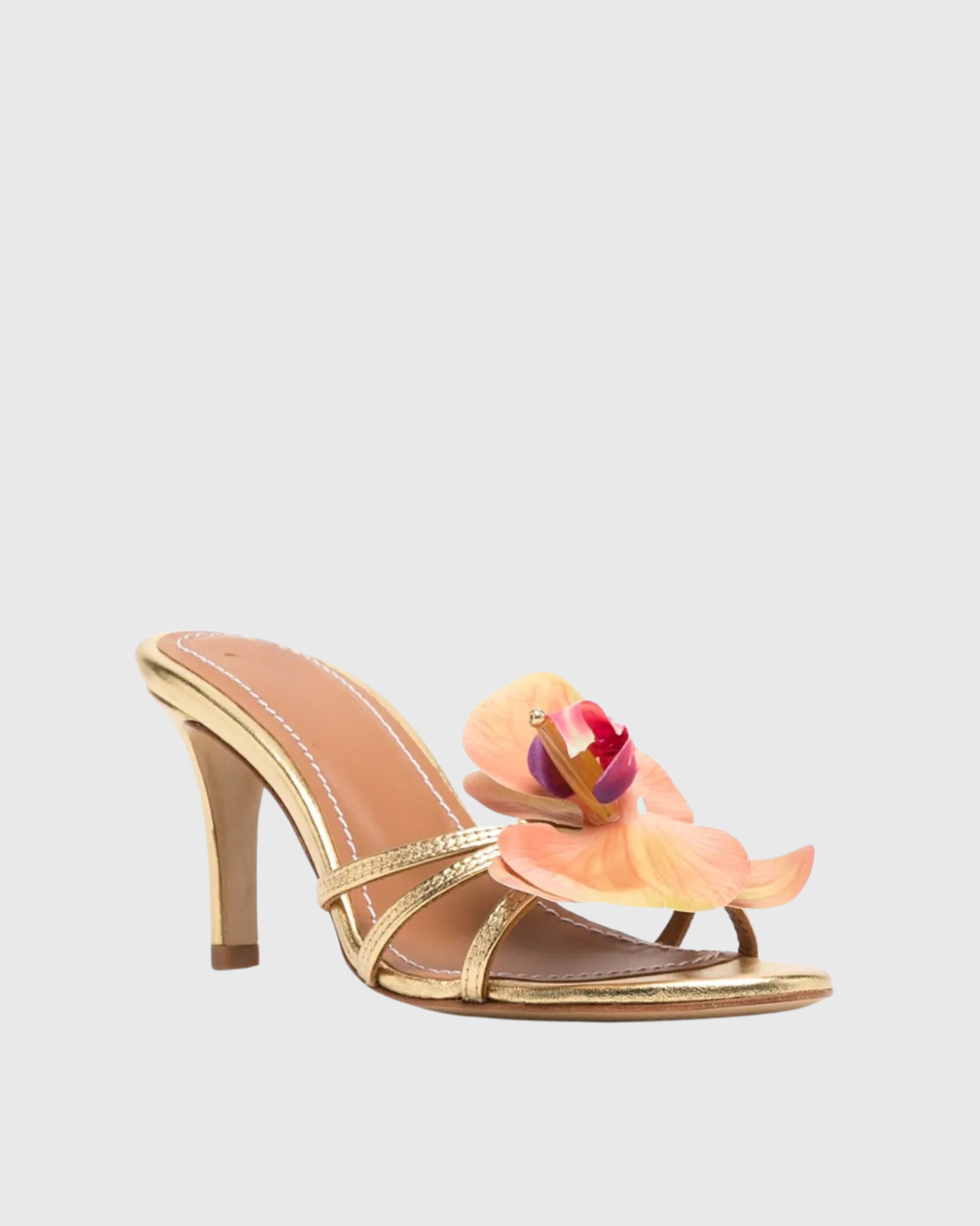 Maurizia Vintage Flower Mules In Gold