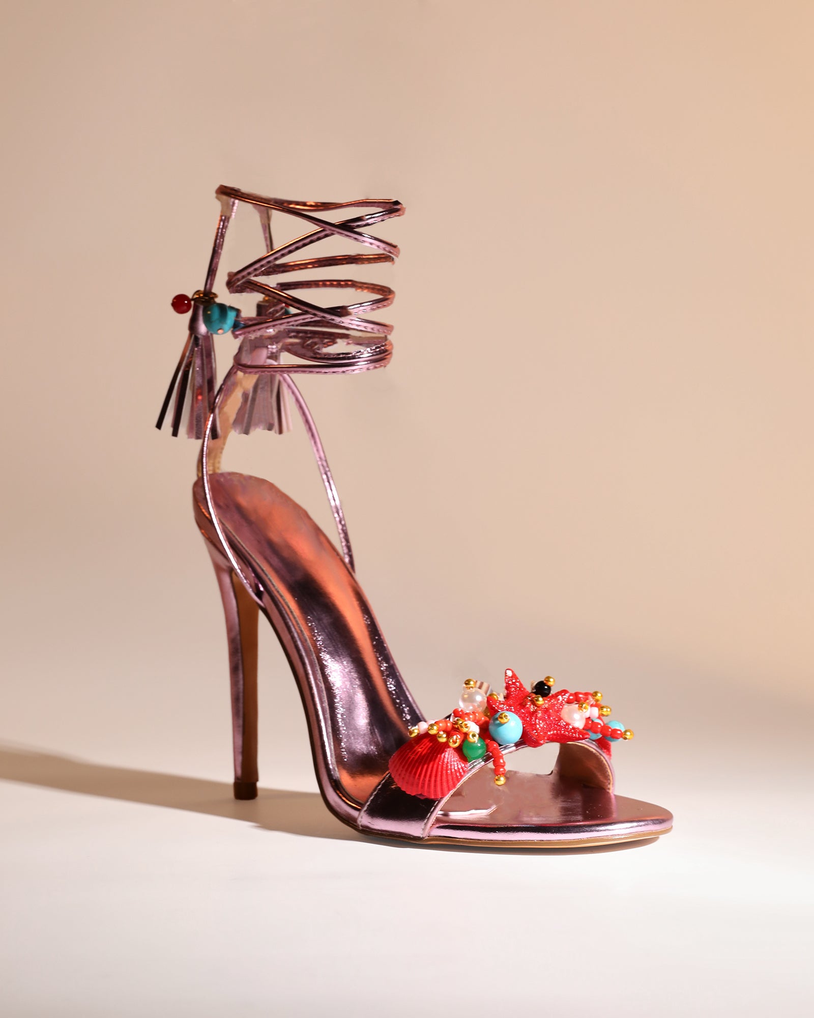 Melania Starfish Lace Up Sandals In Pink