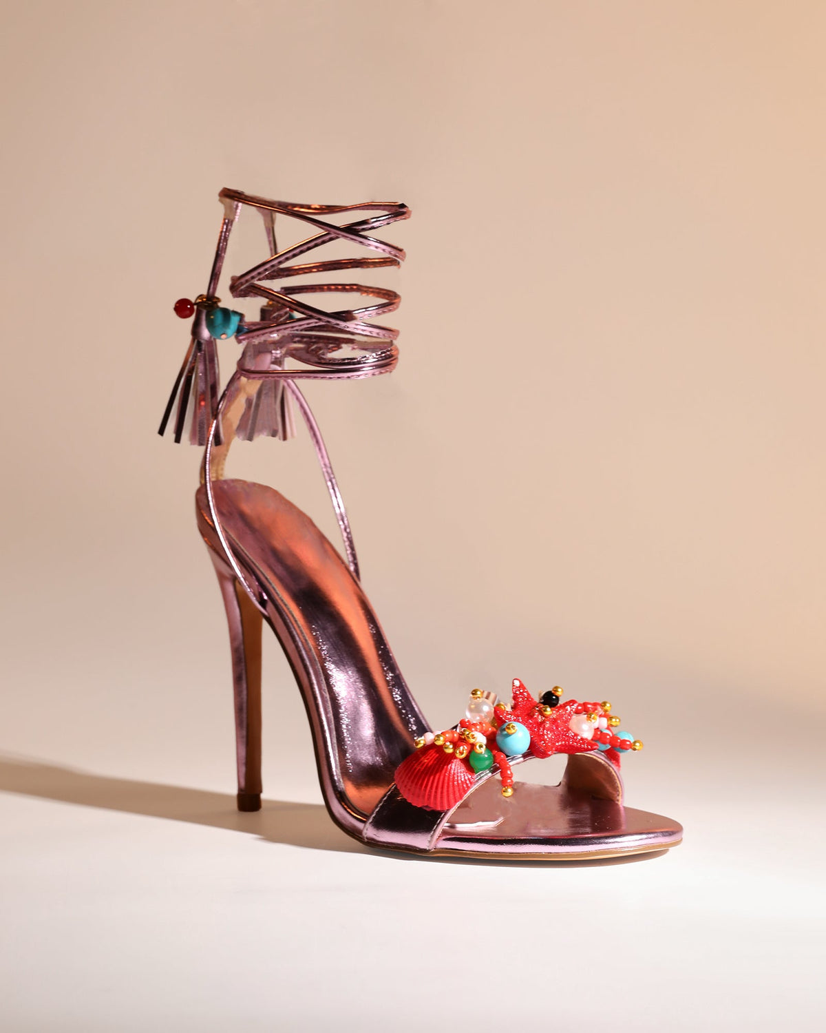 Melania Starfish Lace Up Sandals In Pink