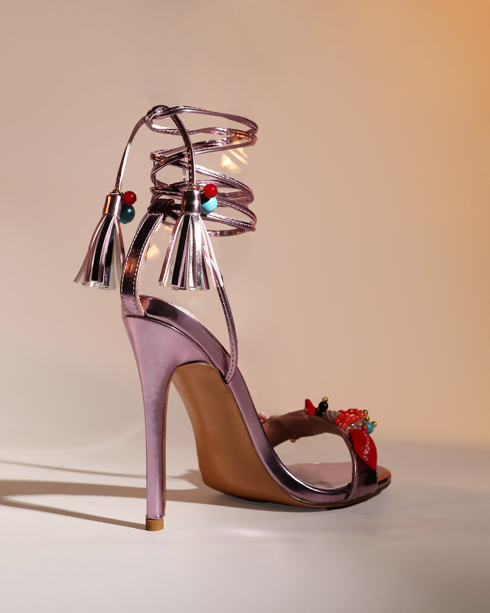 Melania Starfish Lace Up Sandals In Pink