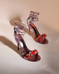 Melania Starfish Lace Up Sandals In Pink