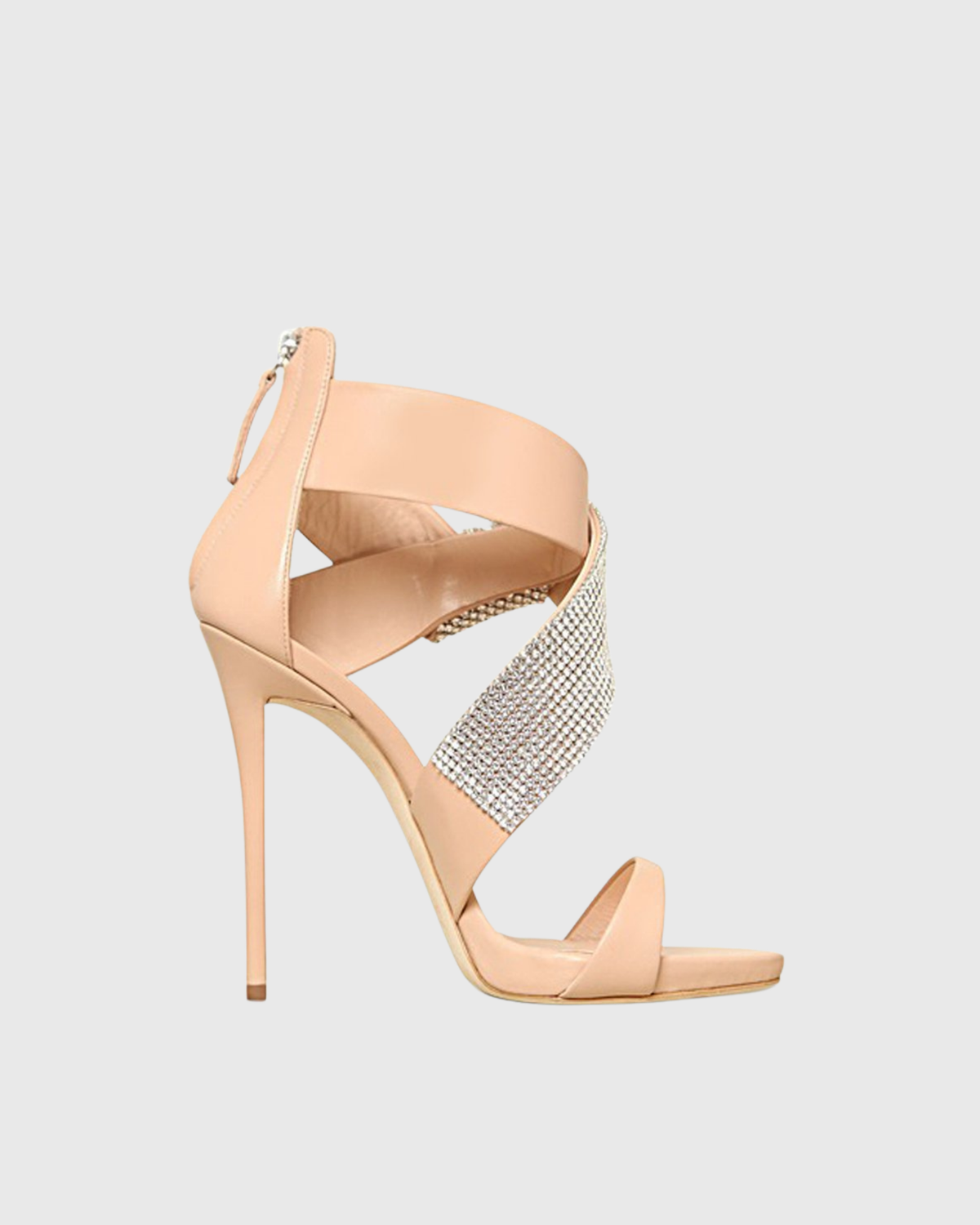 Meryl Rhinestone Irregular Strap Sandals In Beige
