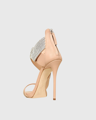 Meryl Rhinestone Irregular Strap Sandals In Beige