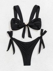 Micro Bikini Swimsuit Push Up Black Metal Ornament Thong Swimwear Brazilian Beach Bathing Swimming Suit Biquini