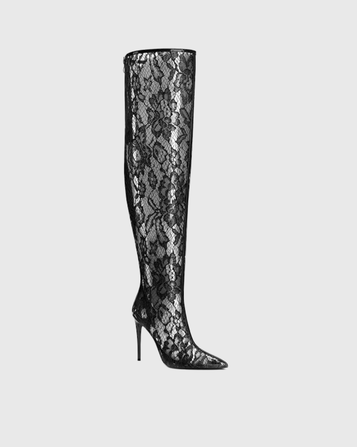 Miley Lace Knee High Boots In Black