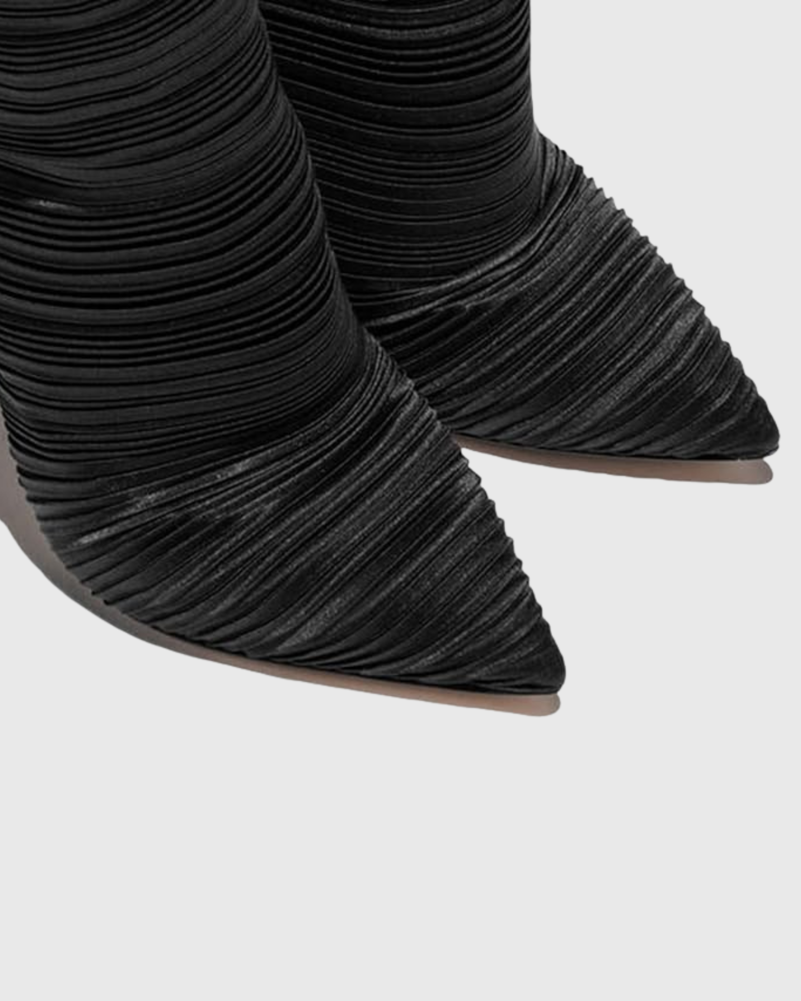 Miley Ribbed Velvet Over The Knee Boots In Black
