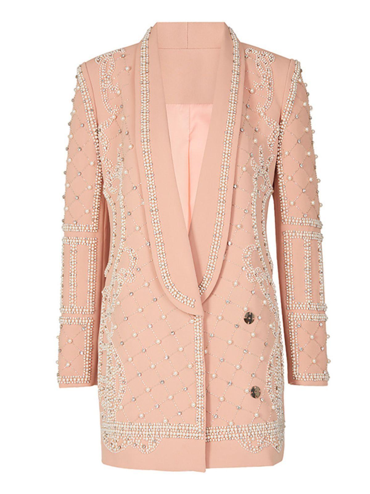 Helin Handmade Gorgeous Heavy Nailed Bead Suit Jacket