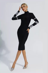 Charming Black Diamond Bandage Dress