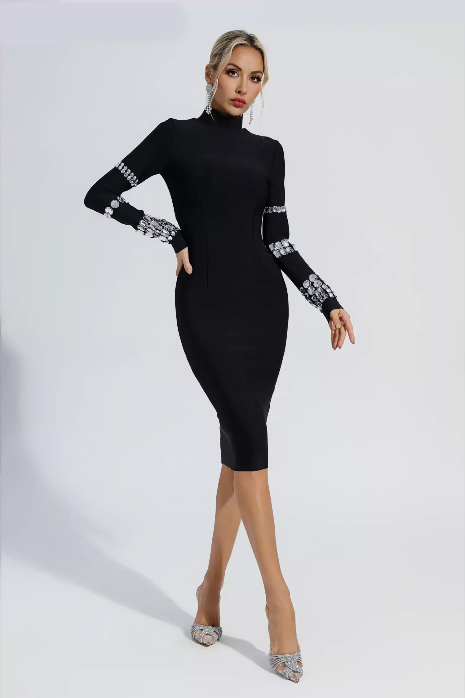 Charming Black Diamond Bandage Dress