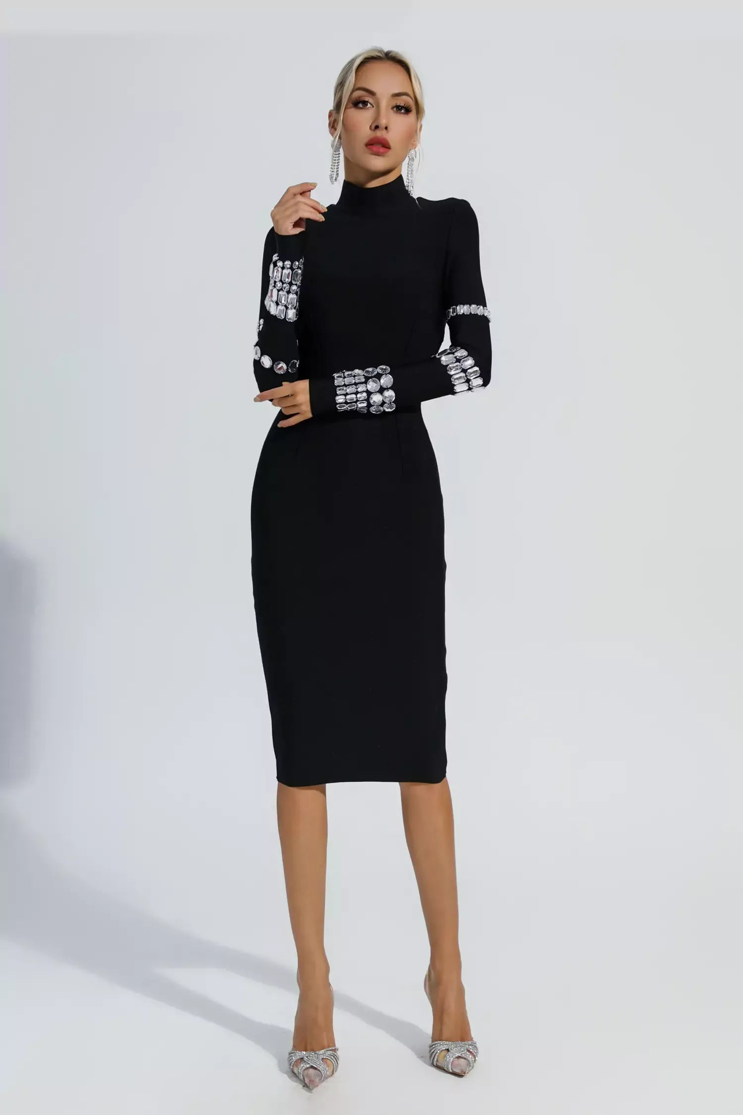 Charming Black Diamond Bandage Dress