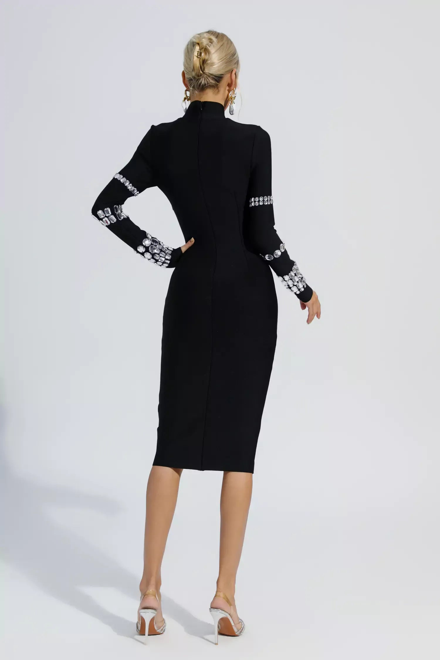 Charming Black Diamond Bandage Dress