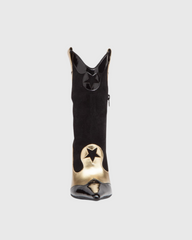 Myah Two Tone Mid Calf Cowboy Boots In Black And Gold