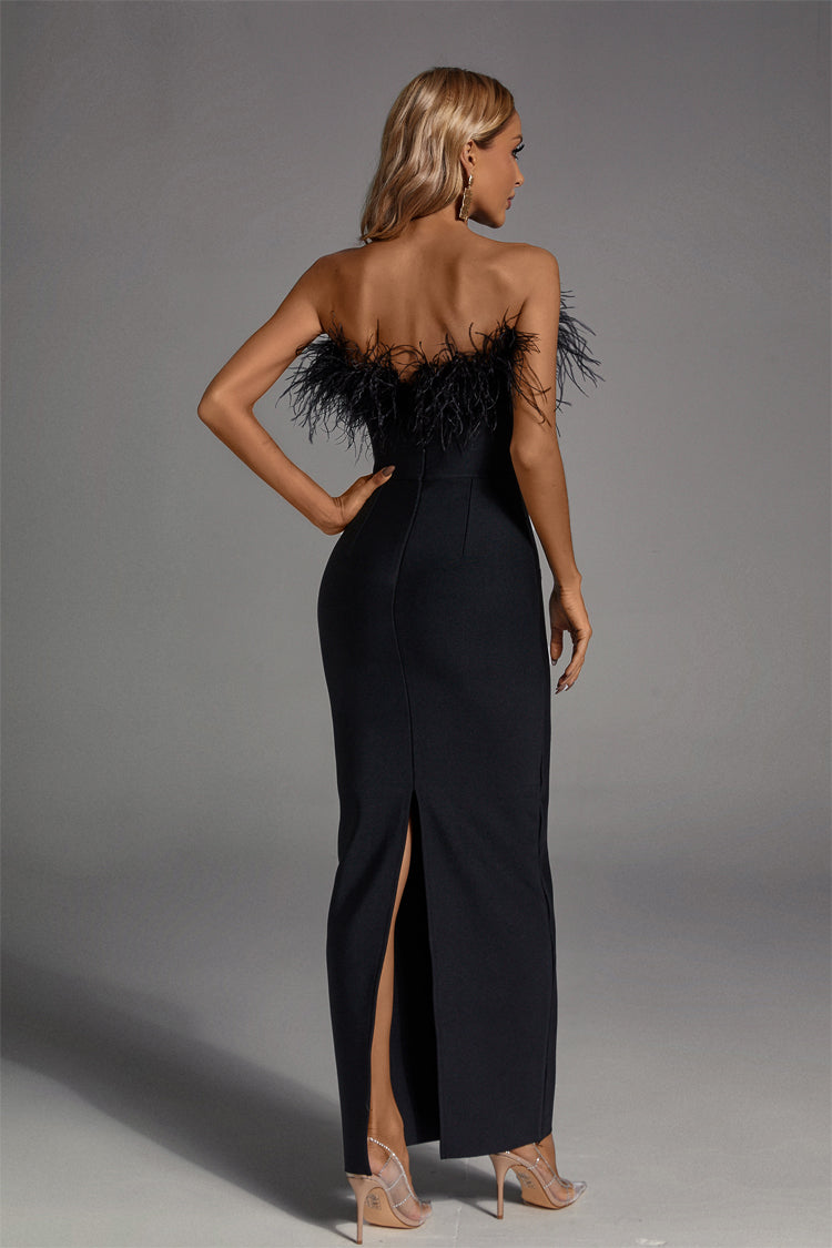 Aeira Feather Maxi Bandage Dress