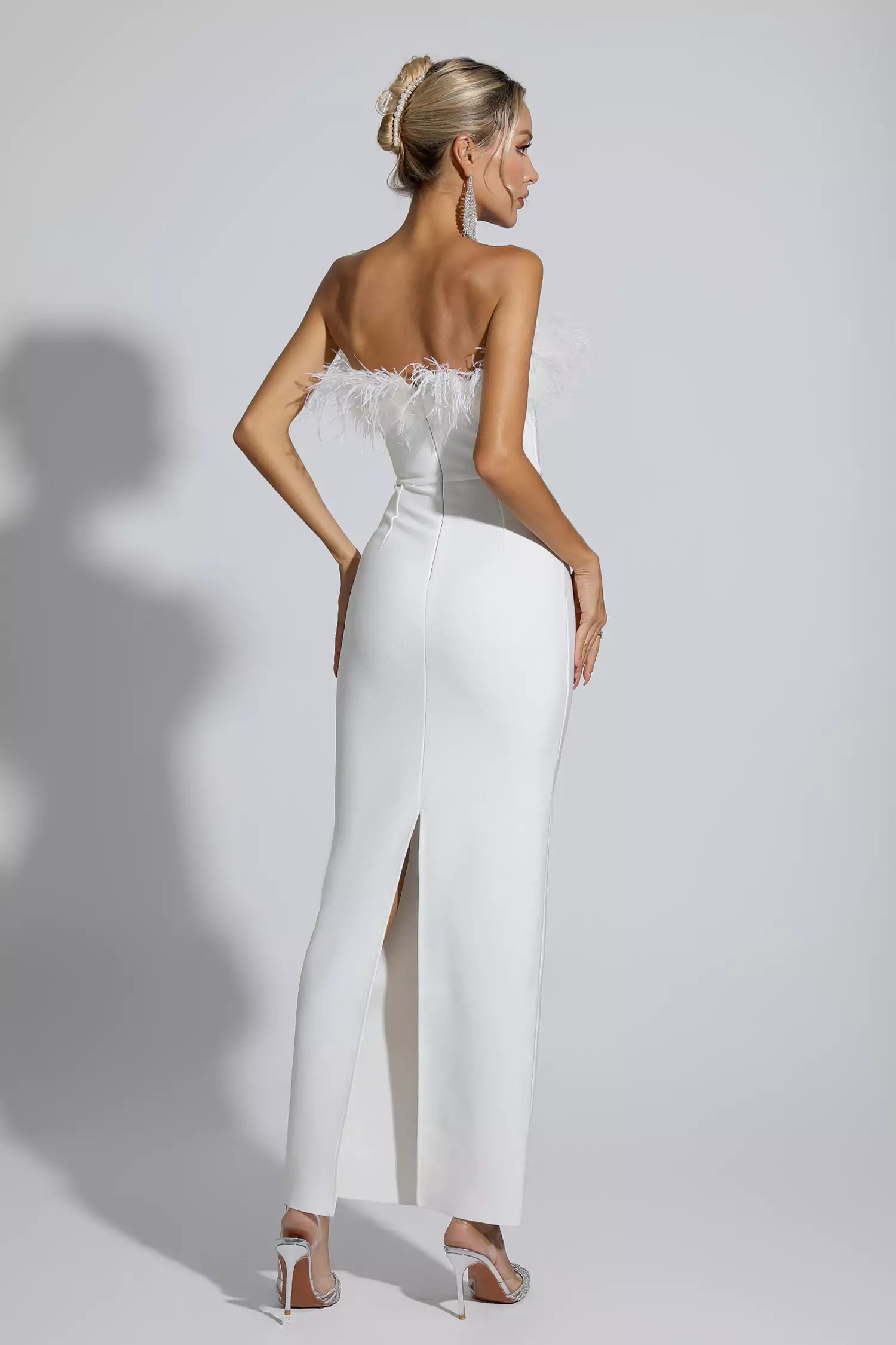 Aeira Feather Maxi Bandage Dress