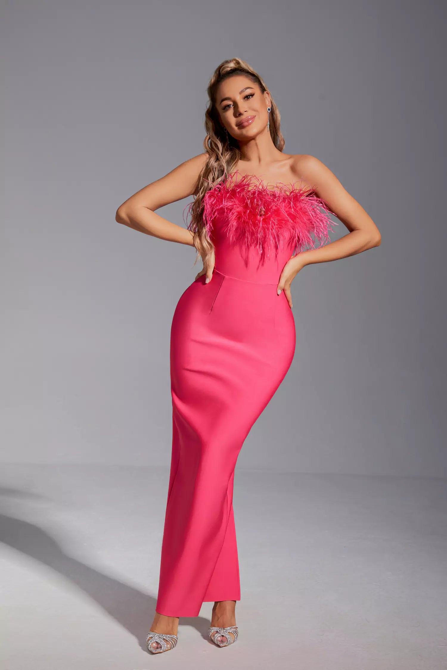 Aeira Feather Maxi Bandage Dress