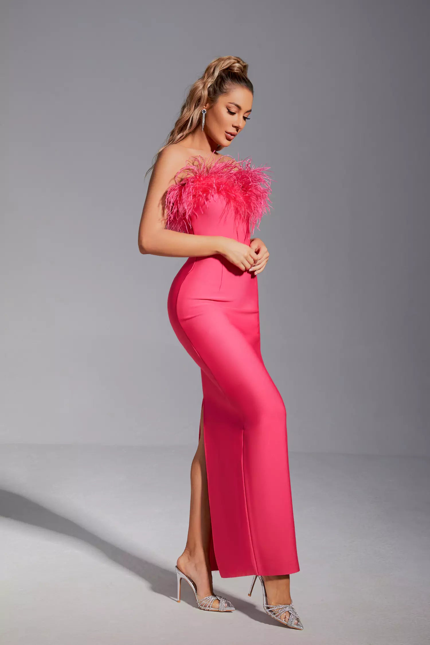 Aeira Feather Maxi Bandage Dress