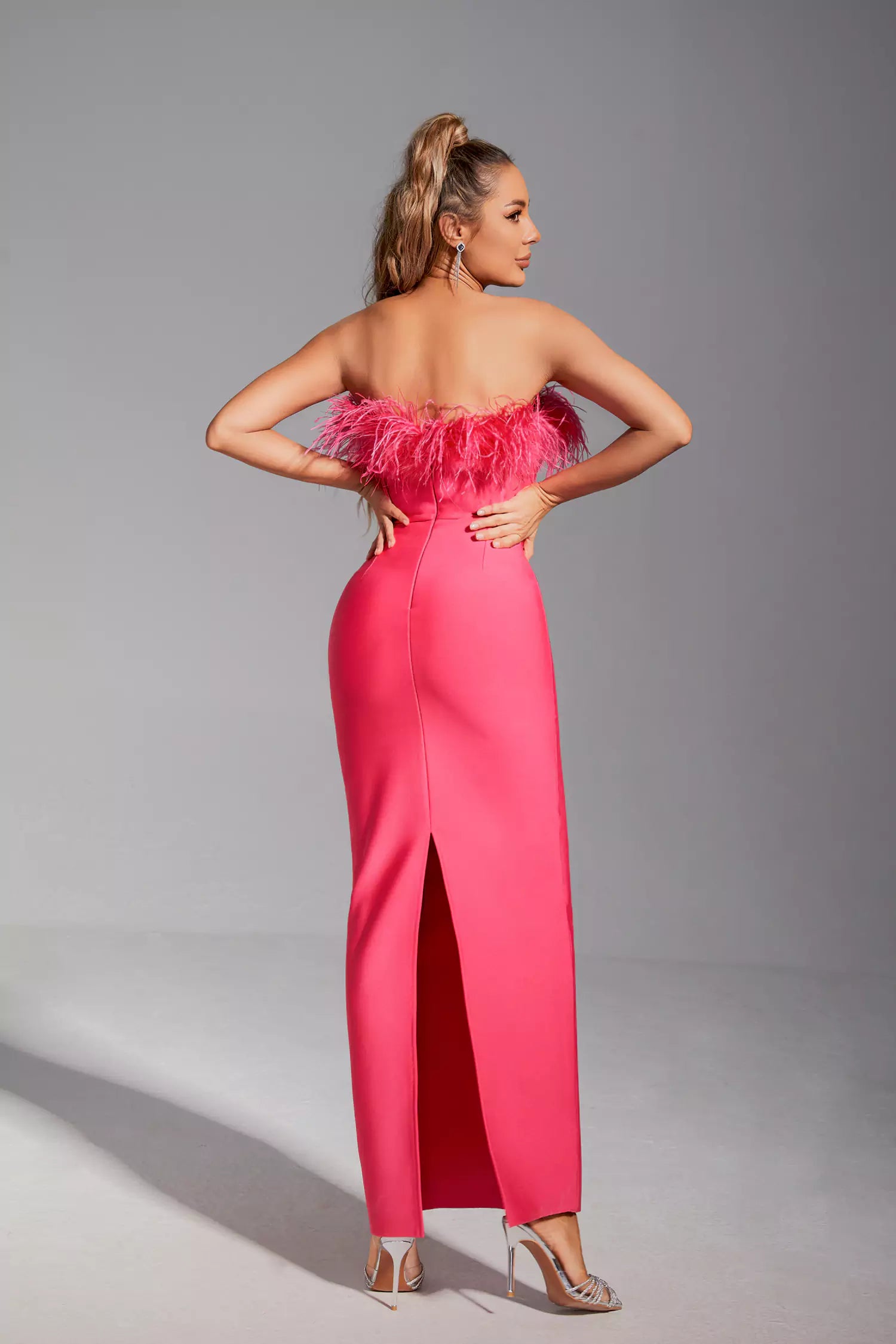 Aeira Feather Maxi Bandage Dress