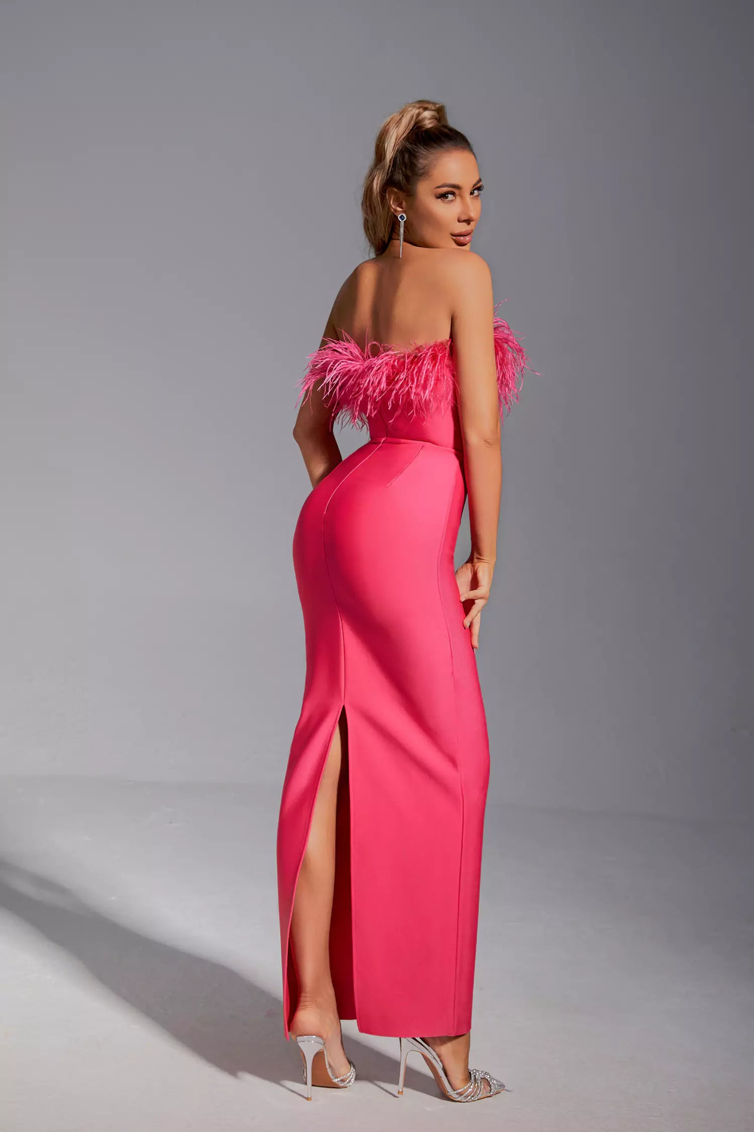 Aeira Feather Maxi Bandage Dress