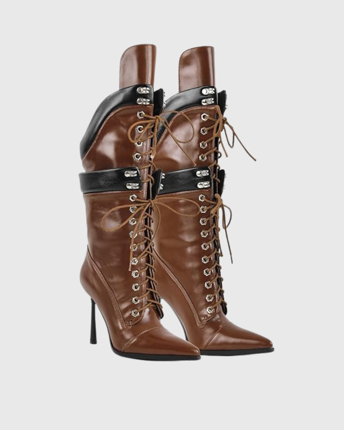 Natale Double Deck Knee High Boots In Brown