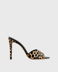 Natalina Leopard Print Cross Strap Mules