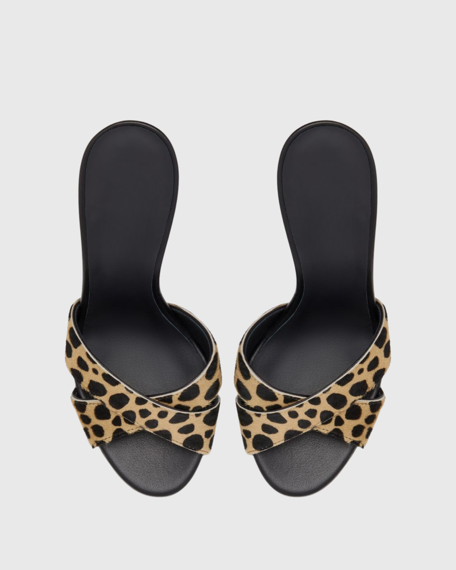 Natalina Leopard Print Cross Strap Mules