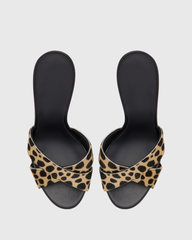 Natalina Leopard Print Cross Strap Mules