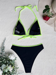 Neon Green Patchwork Bikini Set