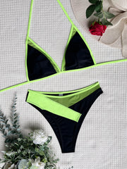 Neon Green Patchwork Bikini Set