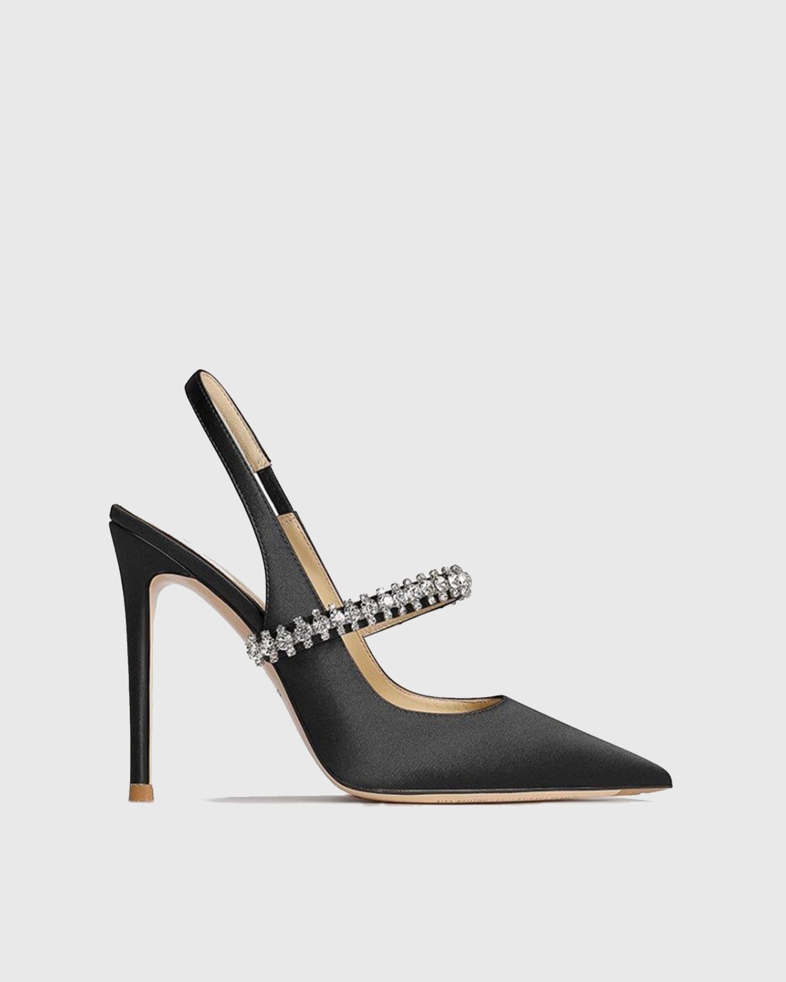Nerina Rhinestone Satin Slingback Pumps In Black