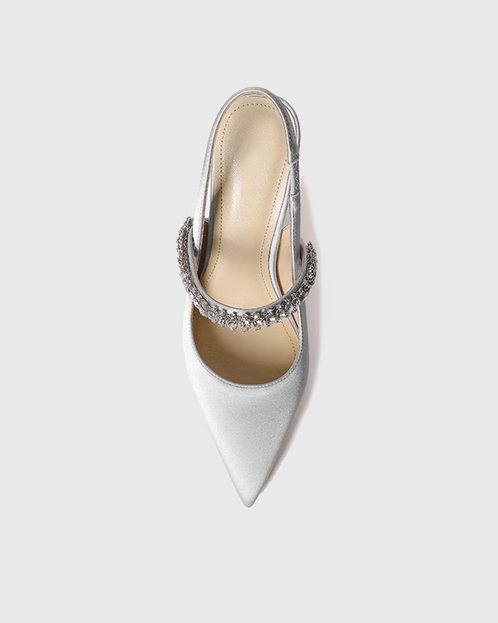 Nerina Rhinestone Satin Slingback Pumps In Silver