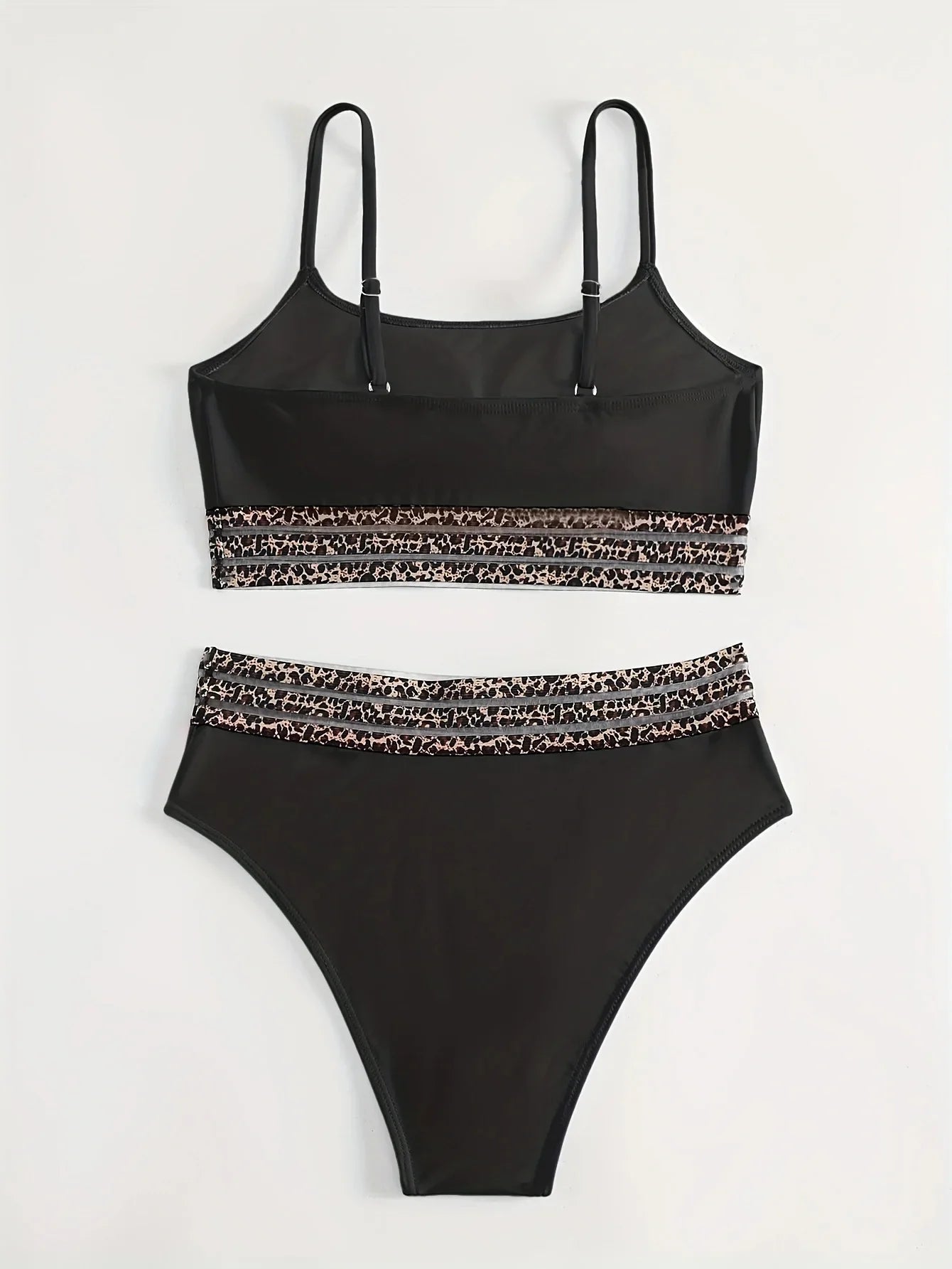 Black Patchwork 2 Piece Swimsuit