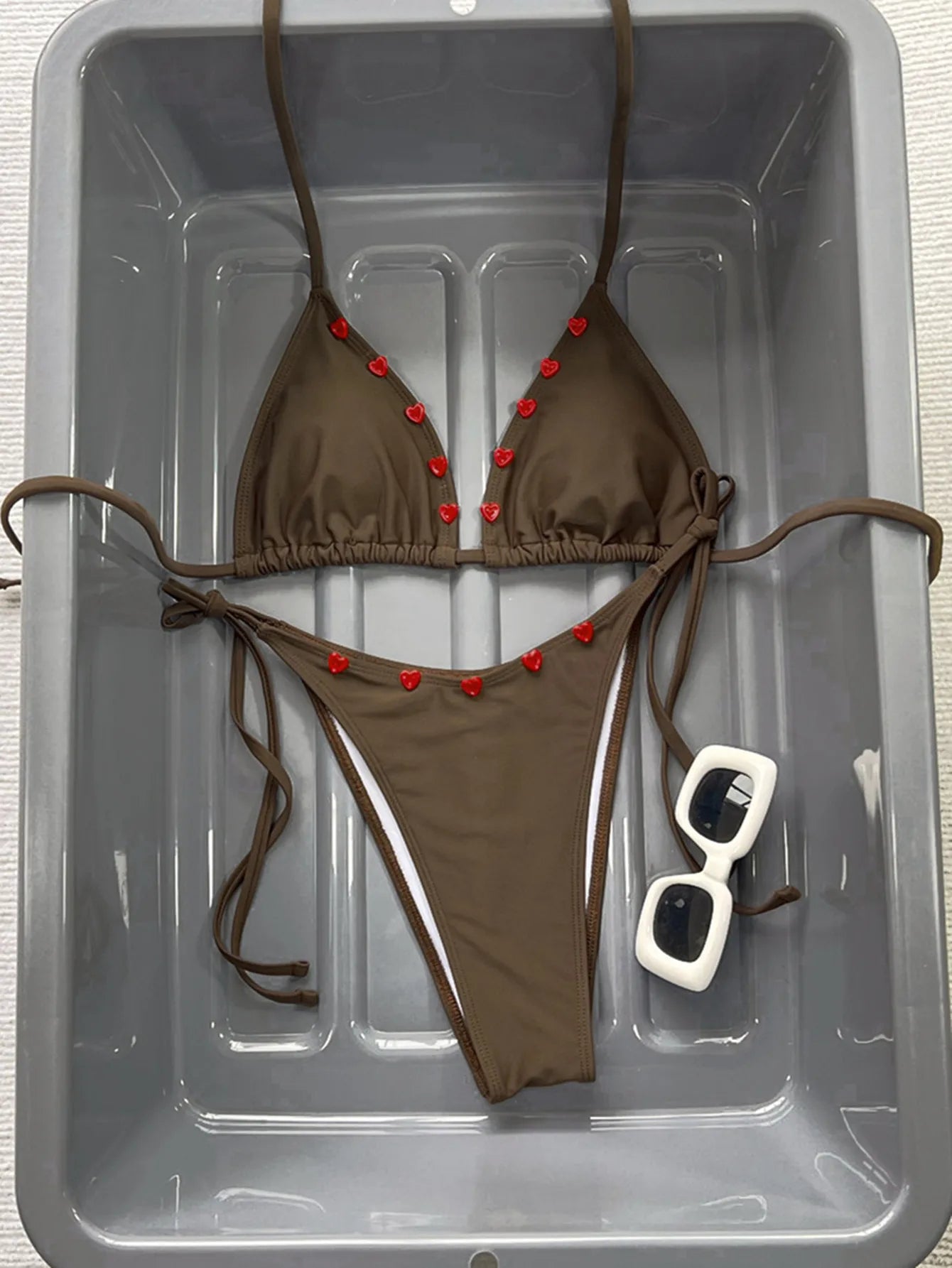 Coffee Red Contrast Bikini Set