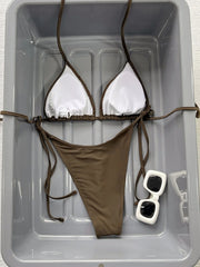 Coffee Red Contrast Bikini Set