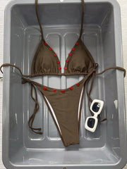 Coffee Red Contrast Bikini Set
