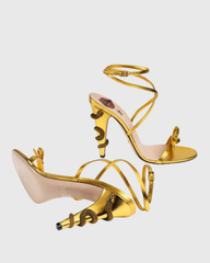 Noor Cross Snake Spiral Heels In Gold