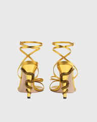 Noor Cross Snake Spiral Heels In Gold