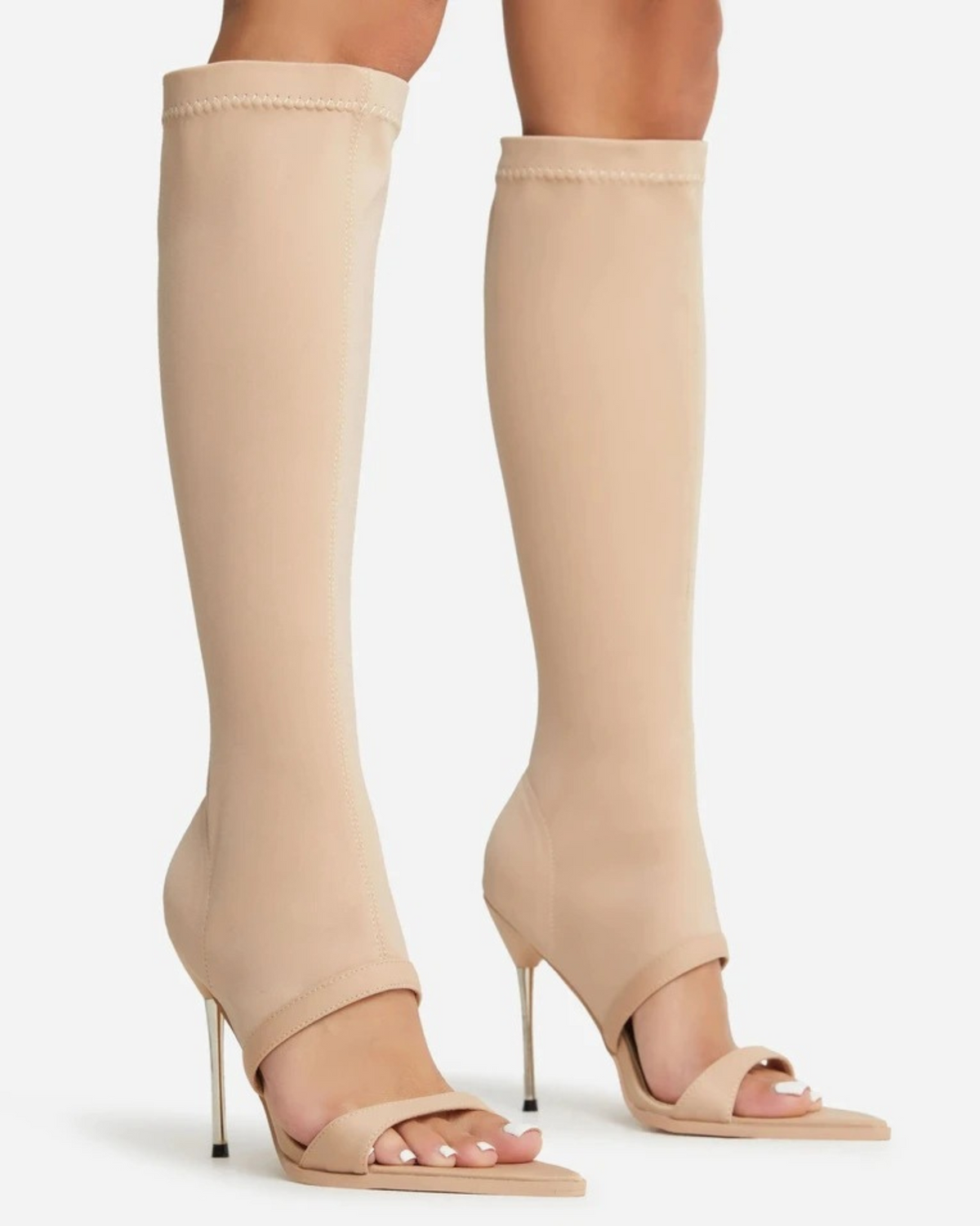 Norma Knee High Sandals In Nude