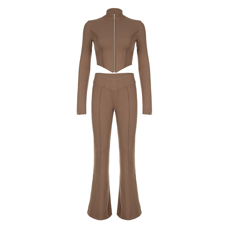 High Waist Bootcut Pants Two-piece Set