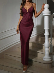 Elegant Wine Red V-Neck Bodycon Party Dress