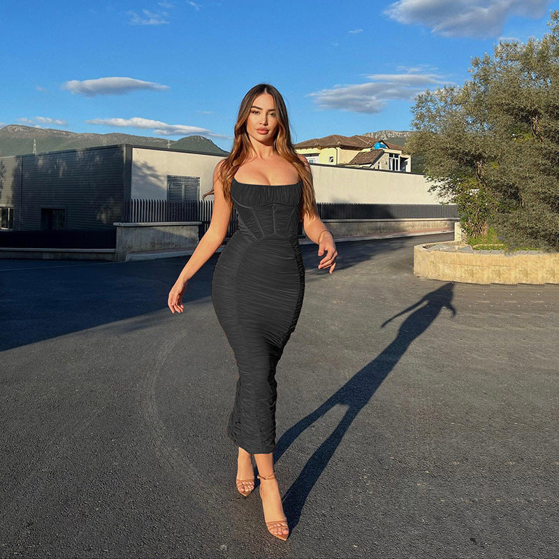 LEMILY MOCHA CORSET MAXI DRESS