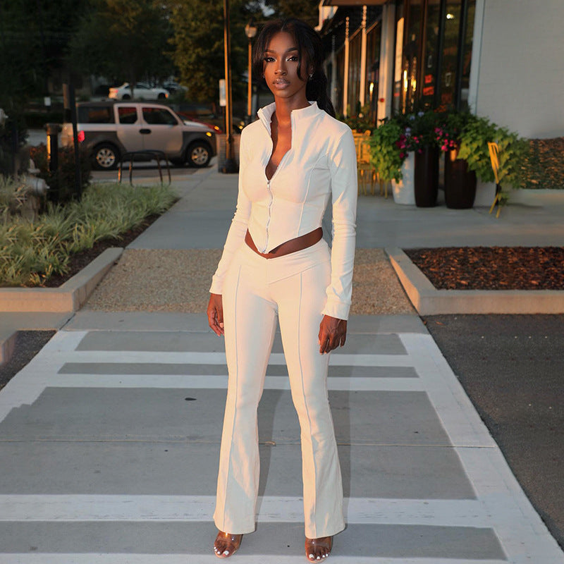 High Waist Bootcut Pants Two-piece Set