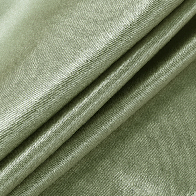 Satin V-neck Side Gathered Dress